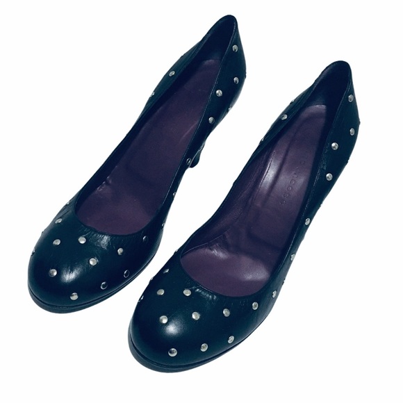 Marc Jacobs Italian Leather Black Pump Toes Shoes Size 40 - Picture 12 of 13